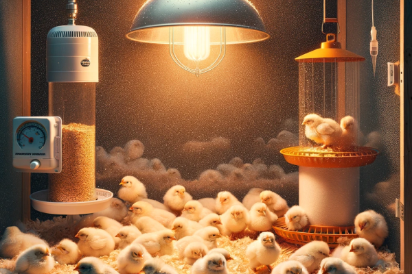 A warm and nurturing brooder setup for baby chicks during winter.png